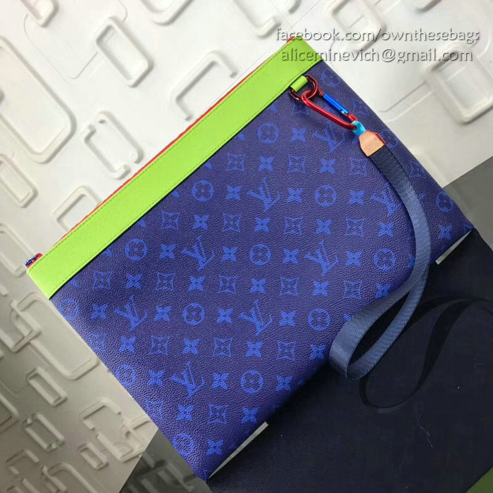 Louis Vuitton Monogram Canvas Ribbon Pouches Blue GM M61690