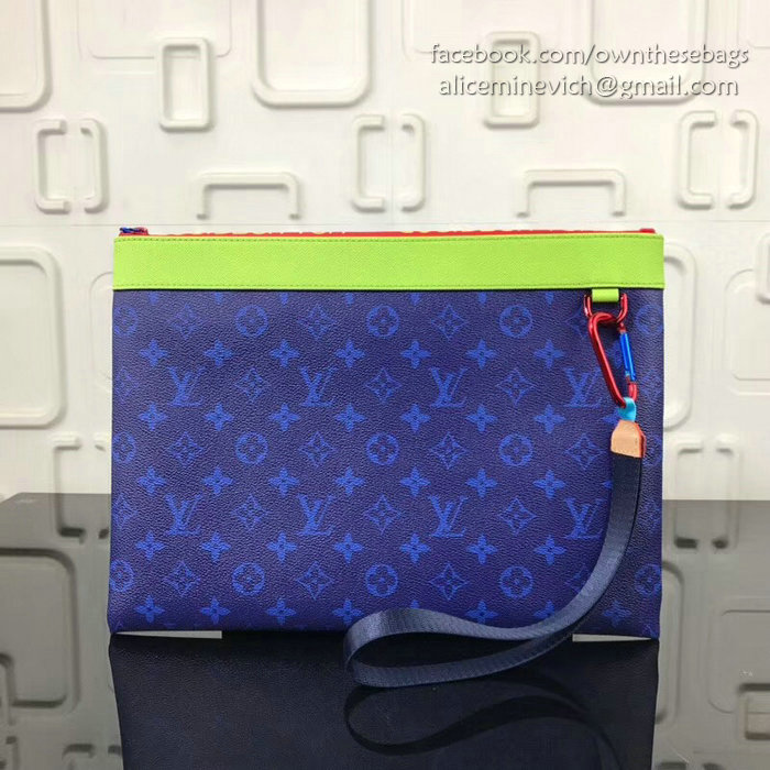 Louis Vuitton Monogram Canvas Ribbon Pouches Blue GM M61690