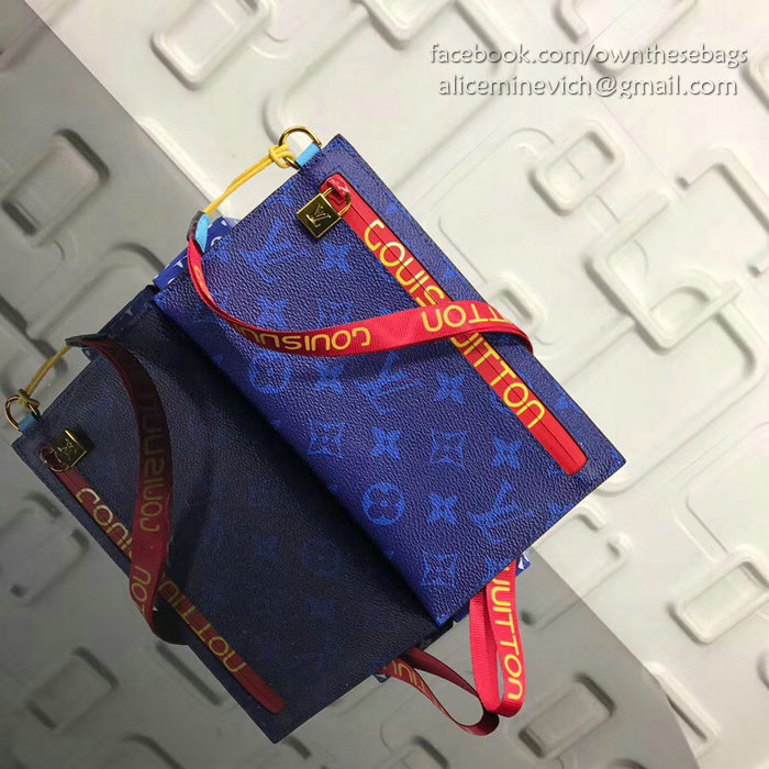 Louis Vuitton Monogram Canvas Ribbon Pouches Blue PM M68003