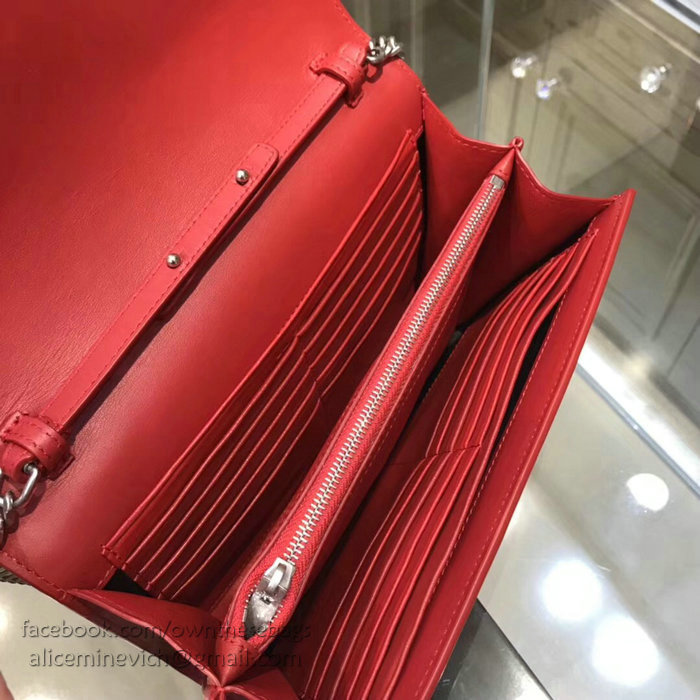 Saint Laurent Chain Wallet Red 482064