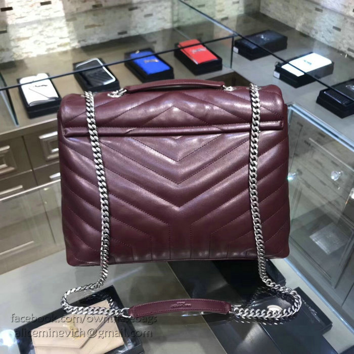 Saint Laurent Medium LOULOU Chain Bag Burgundy 459749