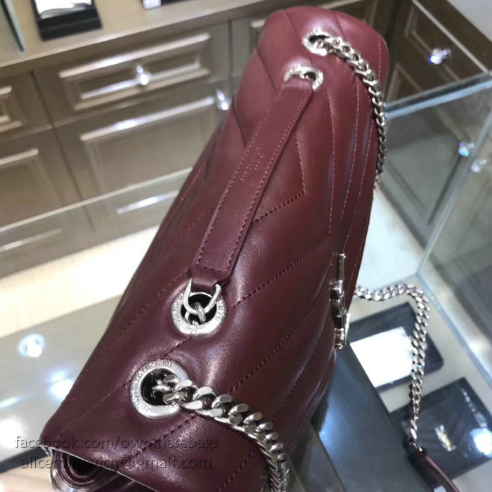 Saint Laurent Medium LOULOU Chain Bag Burgundy 459749