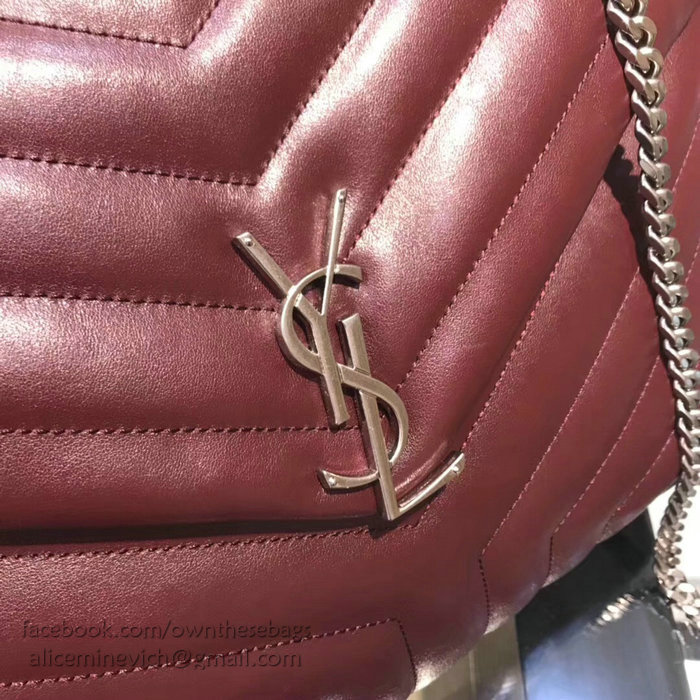 Saint Laurent Medium LOULOU Chain Bag Burgundy 459749