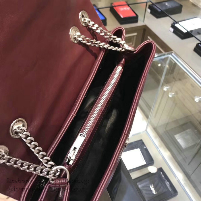 Saint Laurent Medium LOULOU Chain Bag Burgundy 459749