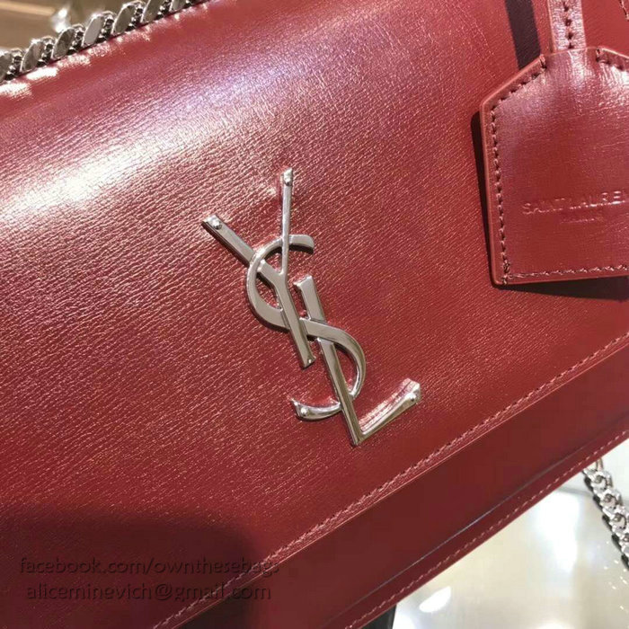 Saint Laurent Medium Sunset Monogram Bag Burgundy 442906