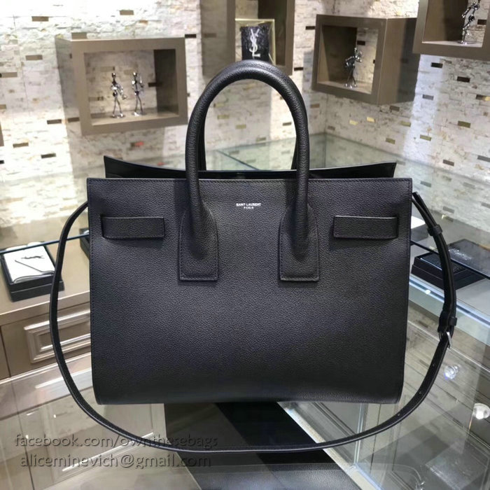 Saint Laurent Sac De Jour Souple Bag in Black Grained Leather 378299