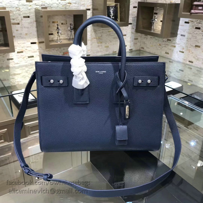 Saint Laurent Sac De Jour Souple Bag in Blue Grained Leather 464960