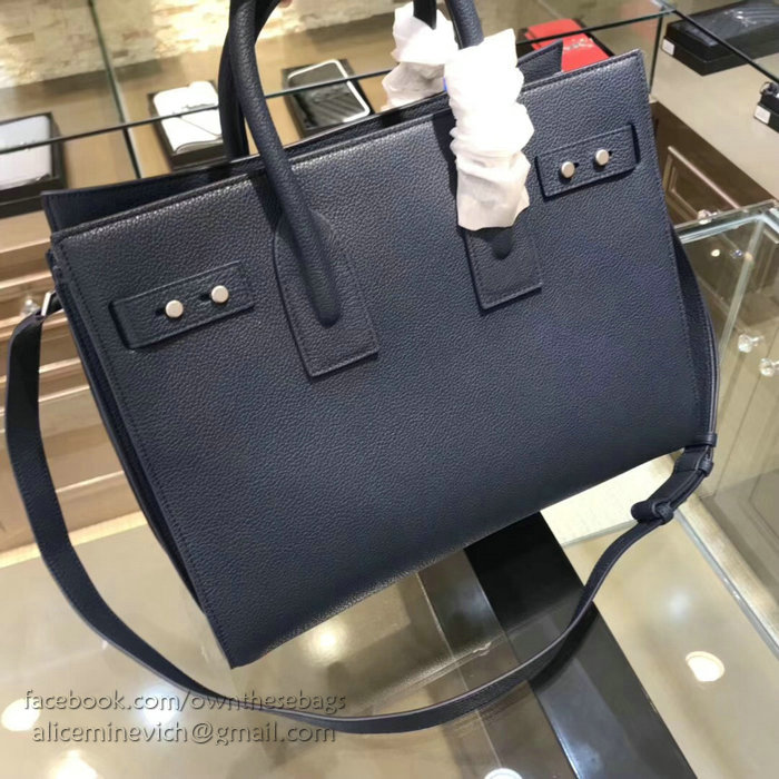 Saint Laurent Sac De Jour Souple Bag in Blue Grained Leather 464960