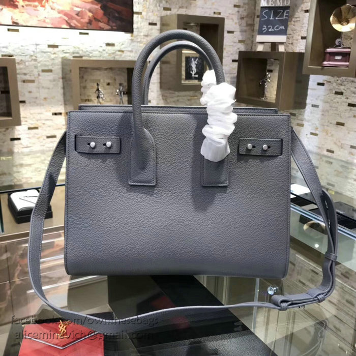 Saint Laurent Sac De Jour Souple Bag in Grey Grained Leather 464960