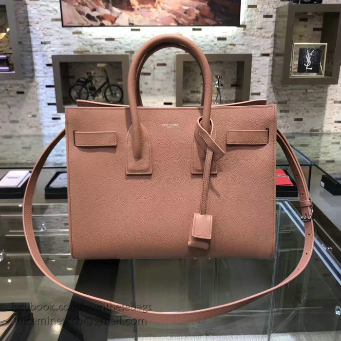 Saint Laurent Sac De Jour Souple Bag in Nude Grained Leather 378299