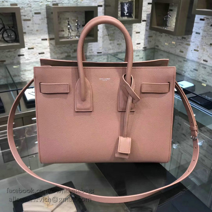 Saint Laurent Sac De Jour Souple Bag in Nude Grained Leather 378299