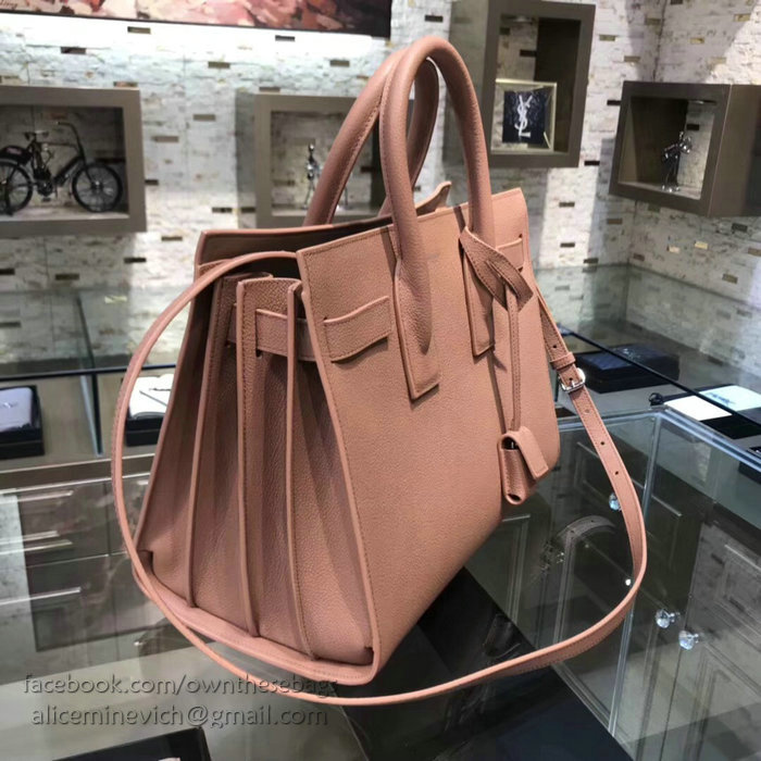 Saint Laurent Sac De Jour Souple Bag in Nude Grained Leather 378299