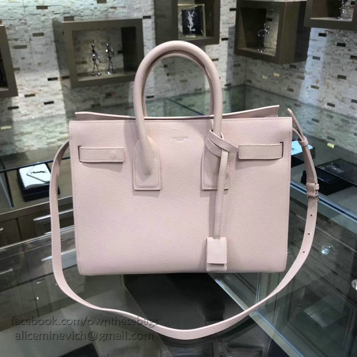 Saint Laurent Sac De Jour Souple Bag in Pink Grained Leather 378299