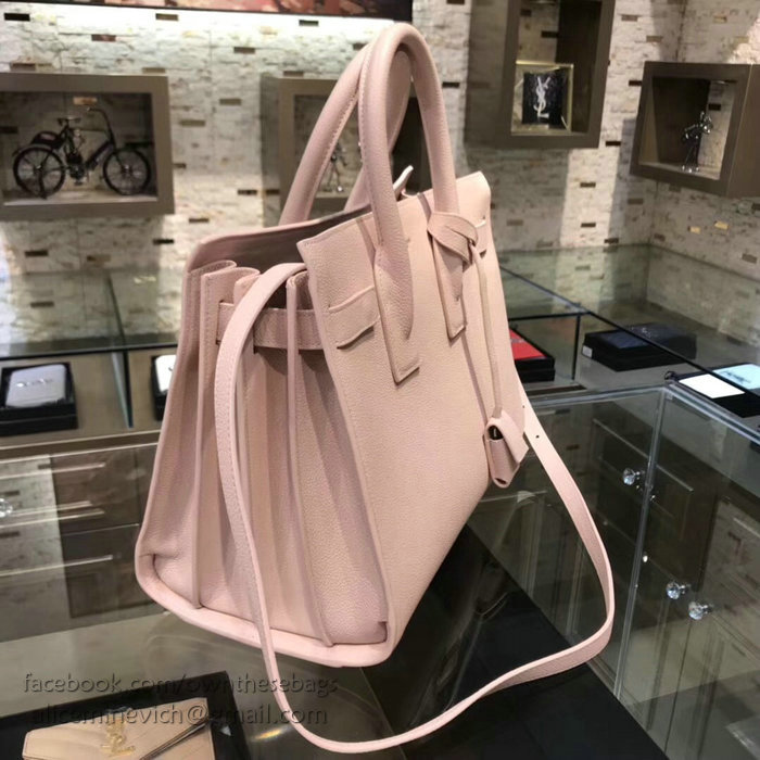 Saint Laurent Sac De Jour Souple Bag in Pink Grained Leather 378299