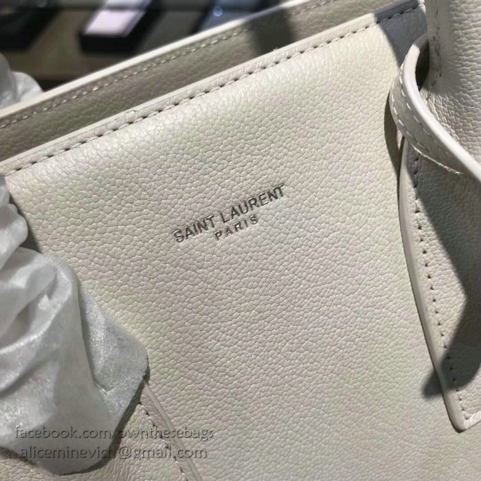 Saint Laurent Sac De Jour Souple Bag in White Goat Leather 378299