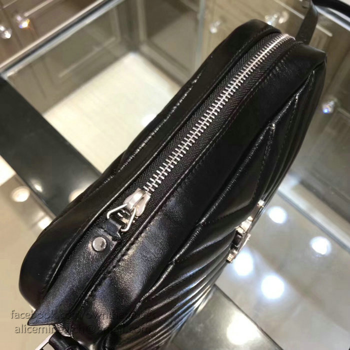 Saint Laurent Small Lou Camera Bag in Black Matelasse Leather 468537