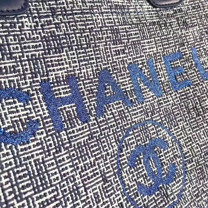 Chanel Canvas Large Deauville Shopping Bag Blue A15034