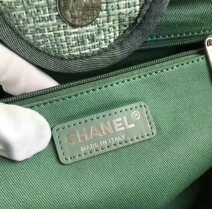 Chanel Canvas Large Deauville Shopping Bag Green A15034