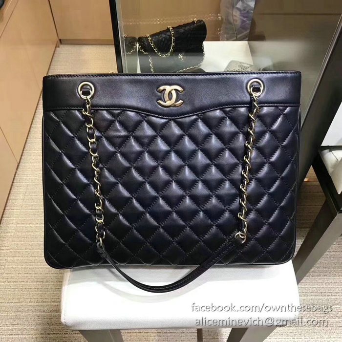 Chanel Lambskin Large Shopping Bag Black A57030