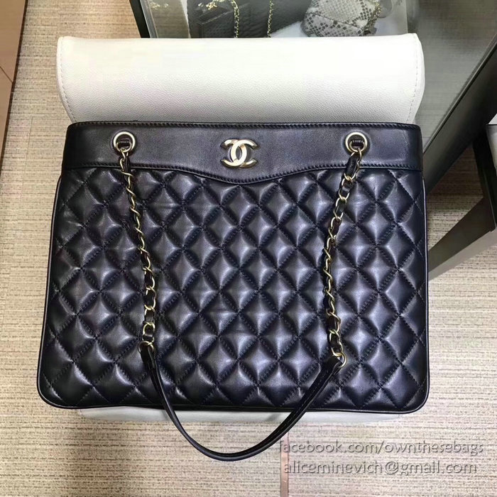 Chanel Lambskin Large Shopping Bag Black A57030