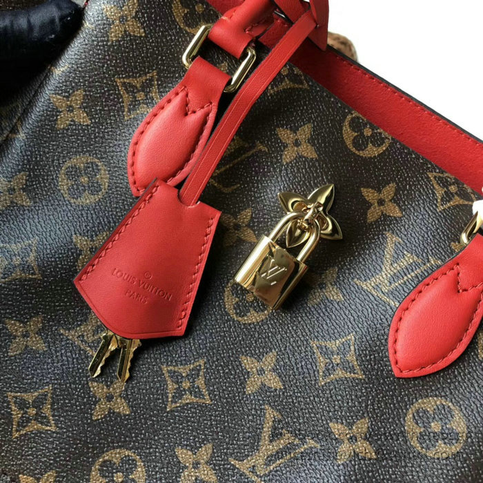 Louis Vuitton Monogram Canvas Flower Tote Red M43550