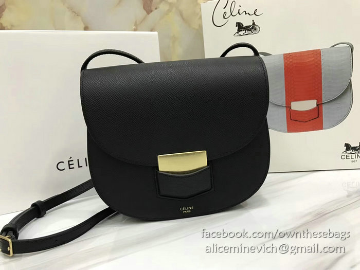 Celine Small Trotteur Bag in Grained Calfskin Black CL30038