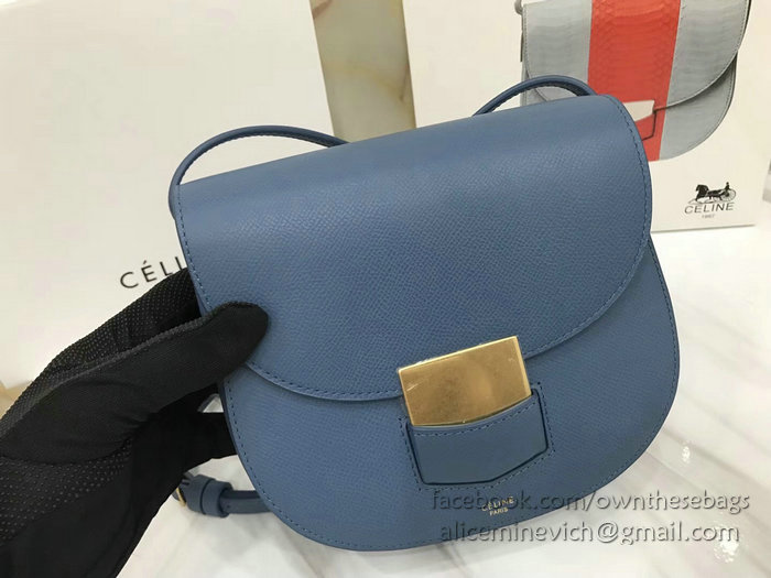 Celine Small Trotteur Bag in Grained Calfskin Blue CL30038