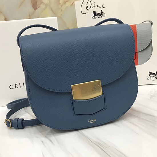 Celine Small Trotteur Bag in Grained Calfskin Blue CL30038