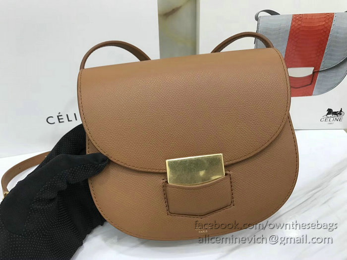 Celine Small Trotteur Bag in Grained Calfskin Brown CL30038