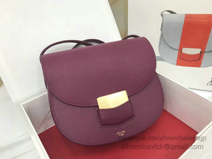 Celine Small Trotteur Bag in Grained Calfskin Burgundy CL30038