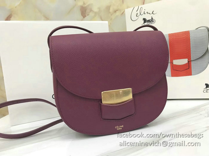 Celine Small Trotteur Bag in Grained Calfskin Burgundy CL30038