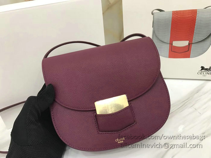 Celine Small Trotteur Bag in Grained Calfskin Burgundy CL30038