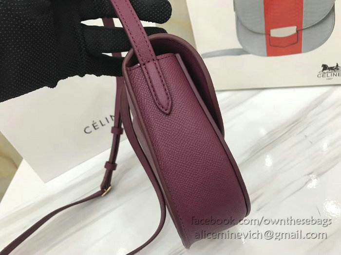 Celine Small Trotteur Bag in Grained Calfskin Burgundy CL30038