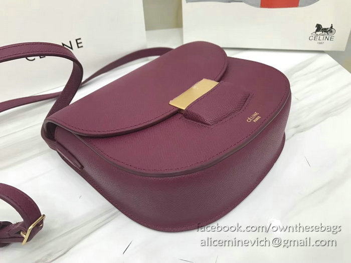 Celine Small Trotteur Bag in Grained Calfskin Burgundy CL30038