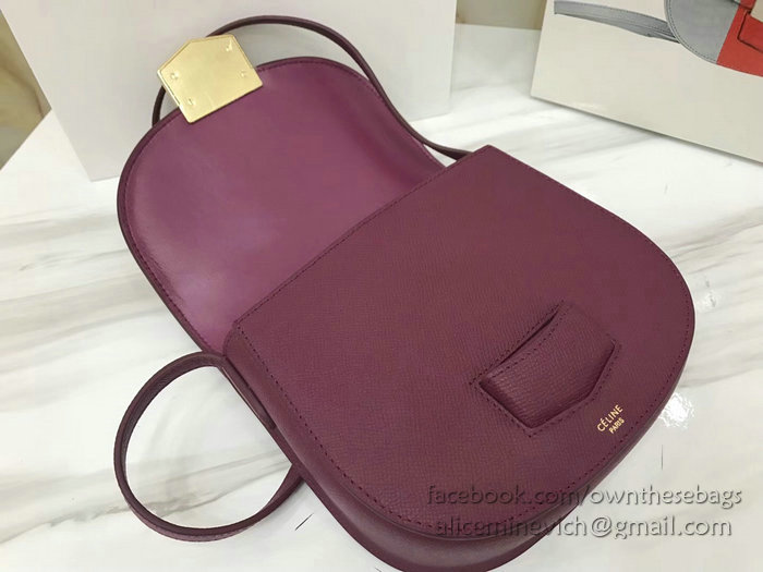 Celine Small Trotteur Bag in Grained Calfskin Burgundy CL30038