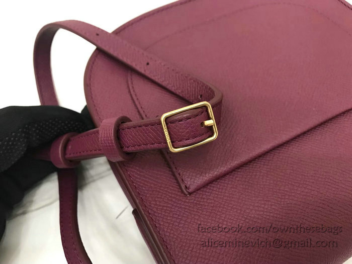 Celine Small Trotteur Bag in Grained Calfskin Burgundy CL30038