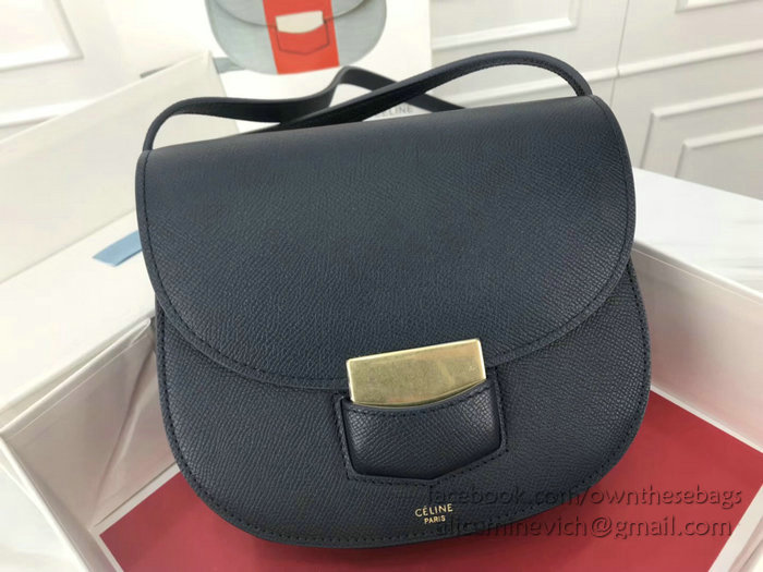 Celine Small Trotteur Bag in Grained Calfskin Dark Blue CL30038