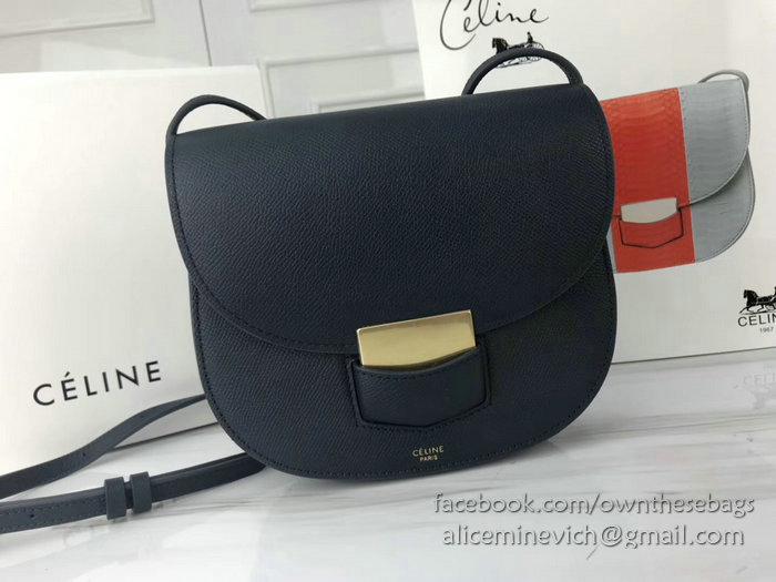 Celine Small Trotteur Bag in Grained Calfskin Dark Blue CL30038