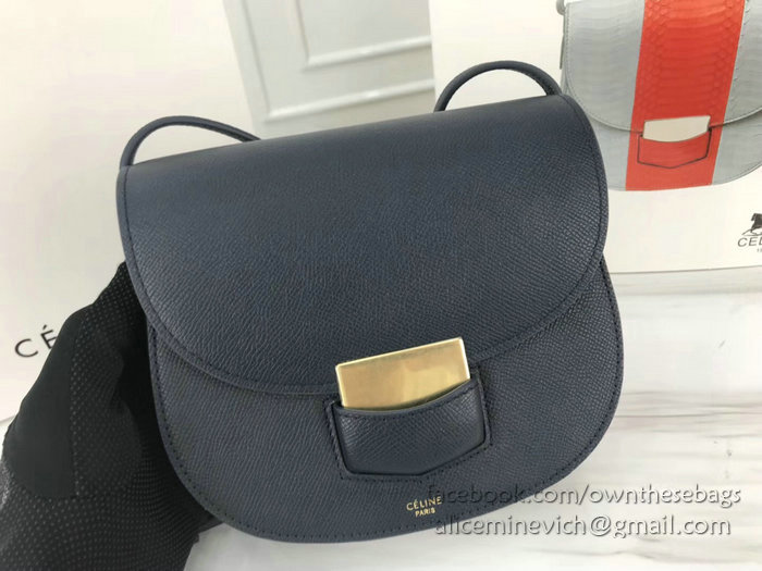 Celine Small Trotteur Bag in Grained Calfskin Dark Blue CL30038