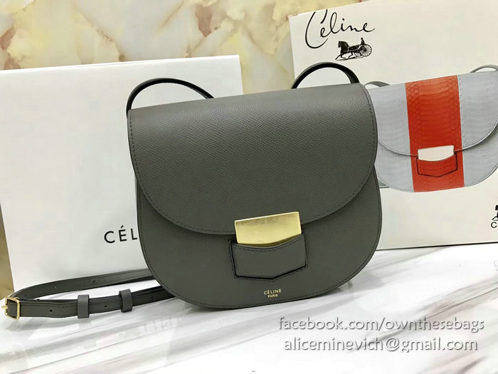 Celine Small Trotteur Bag in Grained Calfskin Grey CL30038