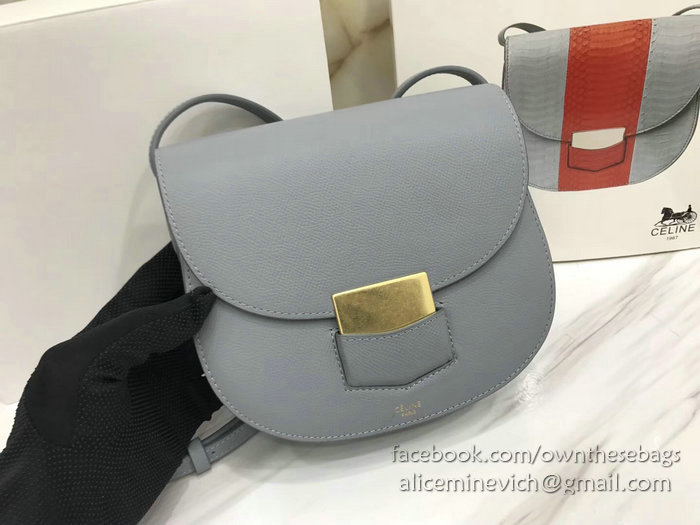 Celine Small Trotteur Bag in Grained Calfskin Light Blue CL30038