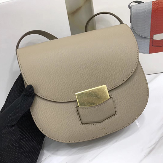 Celine Small Trotteur Bag in Grained Calfskin Light Grey CL30038