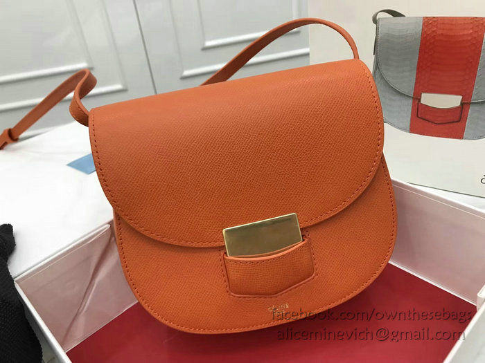 Celine Small Trotteur Bag in Grained Calfskin Orange CL30038