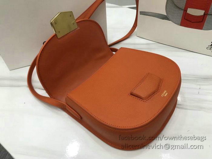 Celine Small Trotteur Bag in Grained Calfskin Orange CL30038