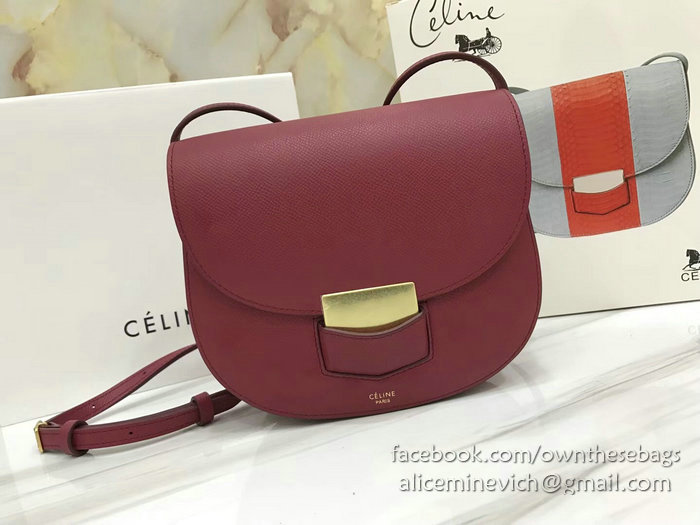 Celine Small Trotteur Bag in Grained Calfskin Red CL30038