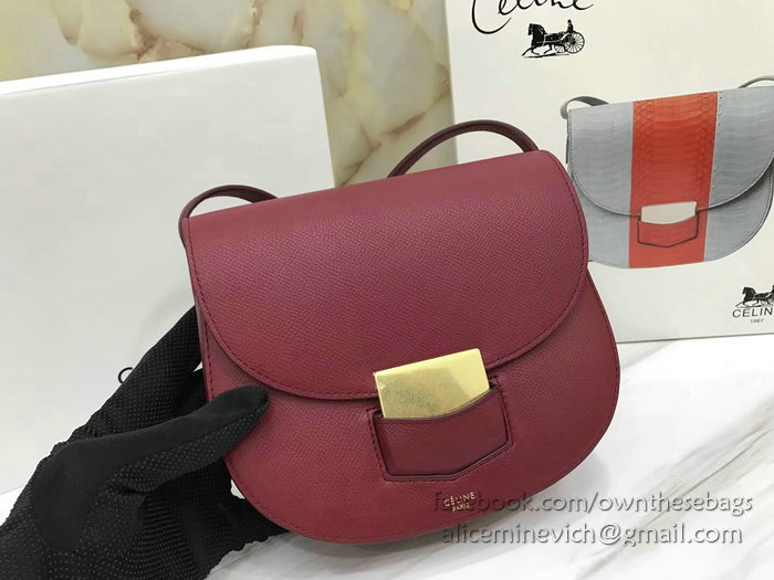 Celine Small Trotteur Bag in Grained Calfskin Red CL30038