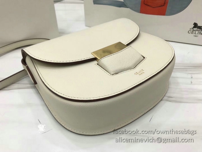 Celine Small Trotteur Bag in Grained Calfskin White CL30038