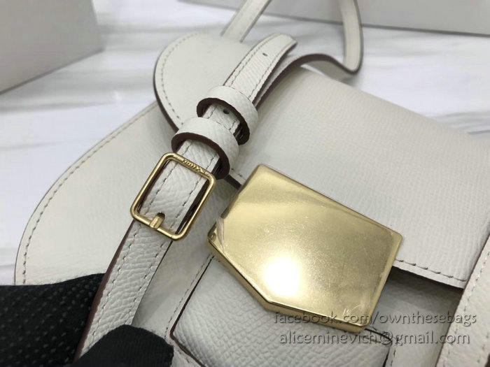 Celine Small Trotteur Bag in Grained Calfskin White CL30038