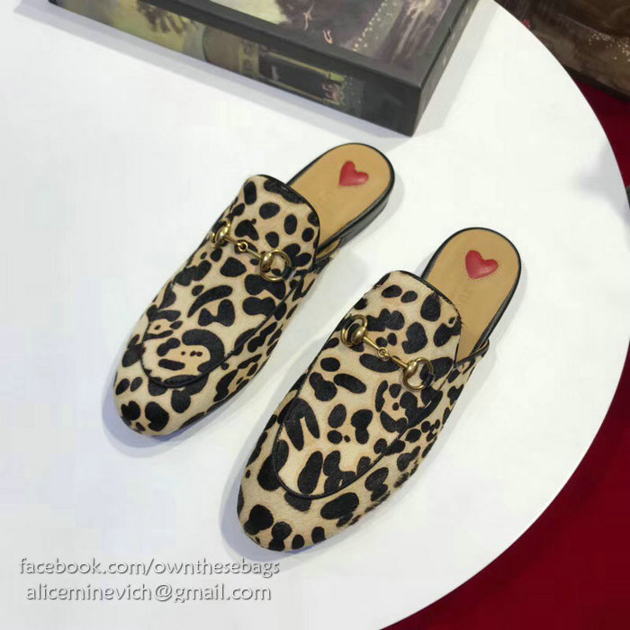 Gucci Princetown leopard calf hair slipper 476250