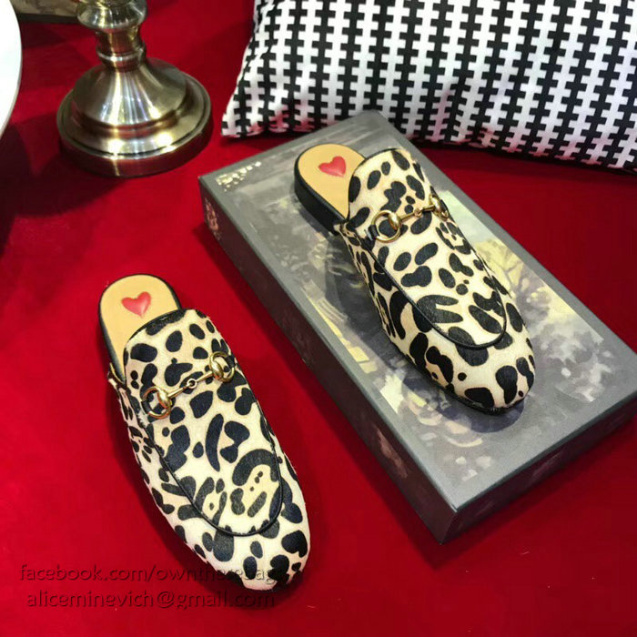 Gucci Princetown leopard calf hair slipper 476250